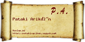 Pataki Arikán névjegykártya